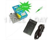 1080mAh Li-Ion Replacement Battery (2pcs) + Home/Car Charger for Canon LP-E5